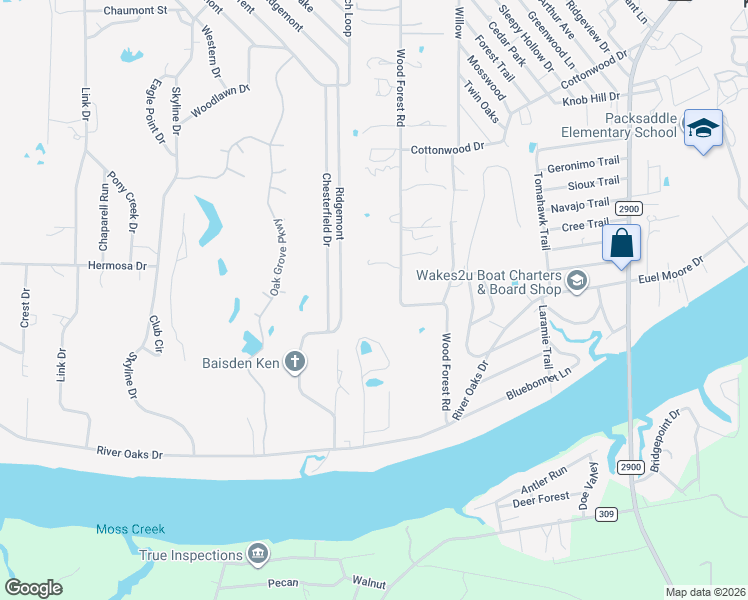 map of restaurants, bars, coffee shops, grocery stores, and more near 118 Ridgemont in Kingsland