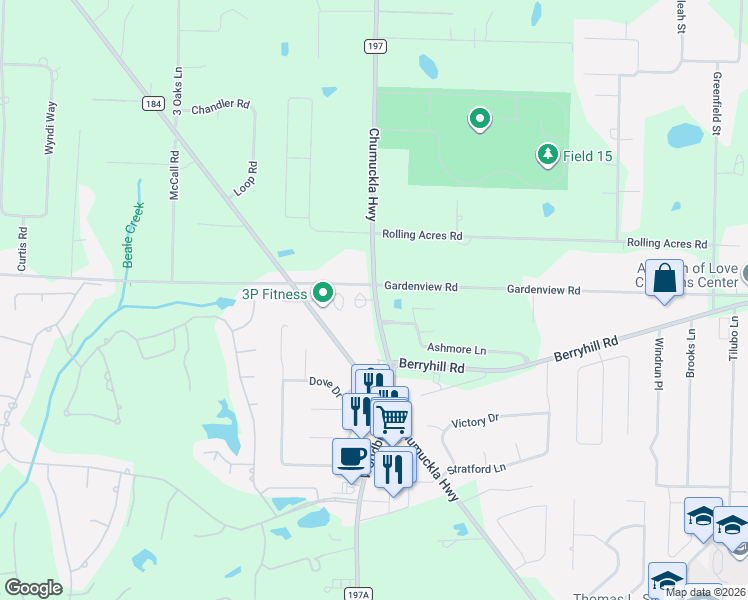 map of restaurants, bars, coffee shops, grocery stores, and more near 3380 Tunnel Road in Pace