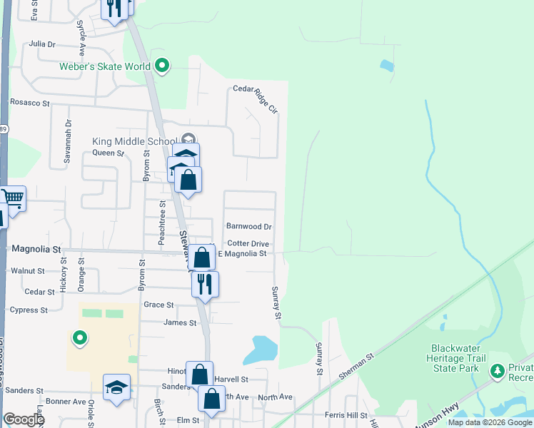 map of restaurants, bars, coffee shops, grocery stores, and more near 6777 Weathered Drive in Milton