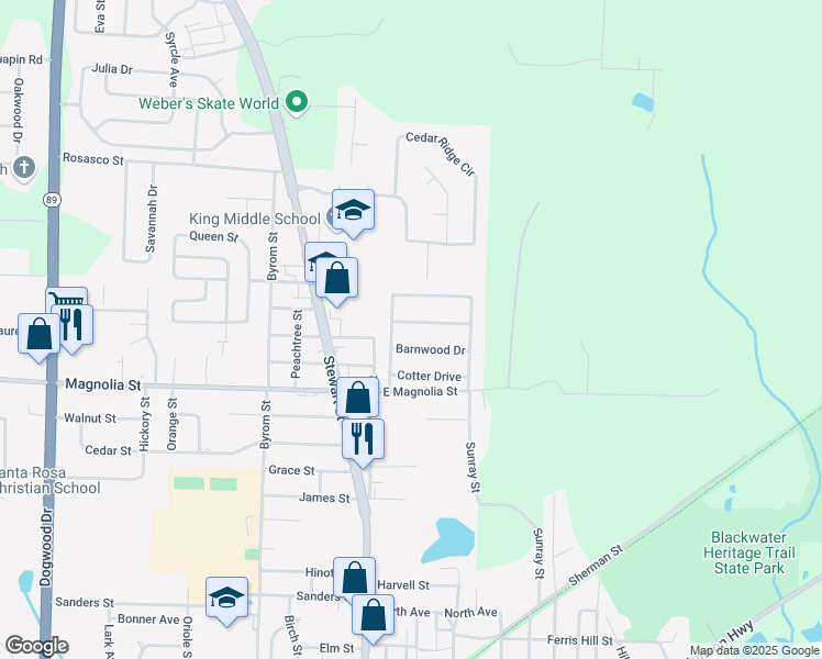 map of restaurants, bars, coffee shops, grocery stores, and more near 6729 Weathered Drive in Milton