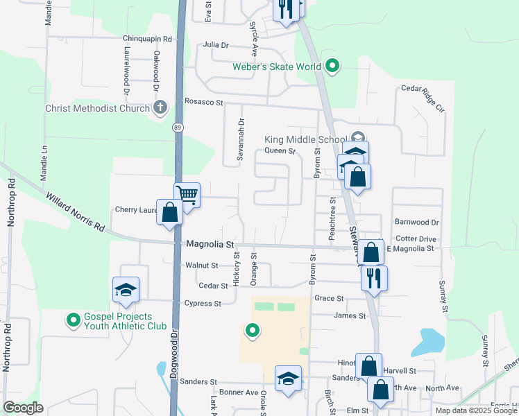 map of restaurants, bars, coffee shops, grocery stores, and more near 6499 Colonial Drive in Milton