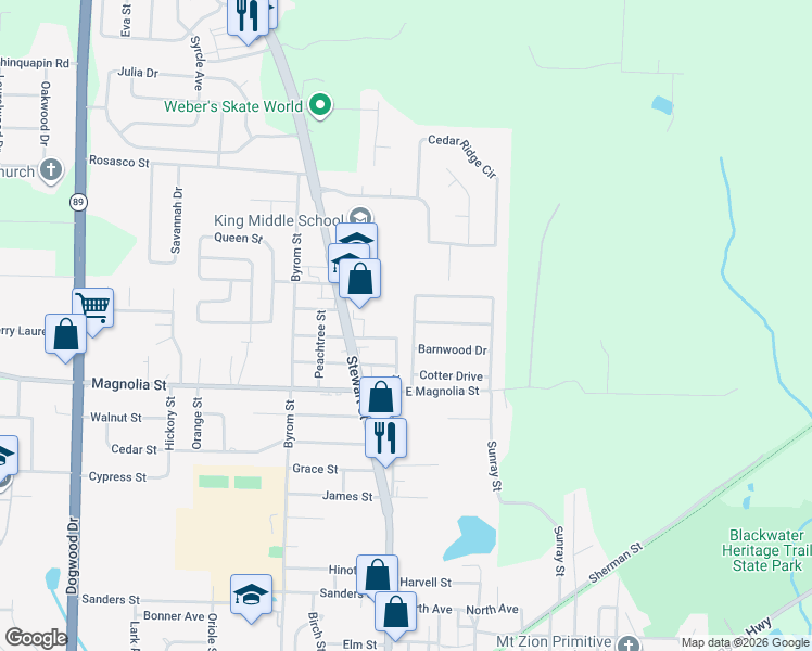 map of restaurants, bars, coffee shops, grocery stores, and more near 5865 Rustic Ridge Circle in Milton