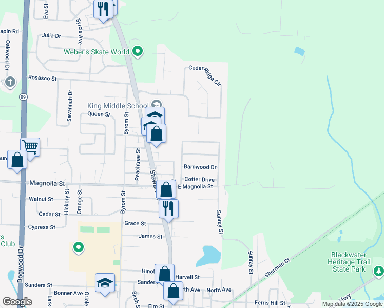 map of restaurants, bars, coffee shops, grocery stores, and more near 6740 Weathered Drive in Milton
