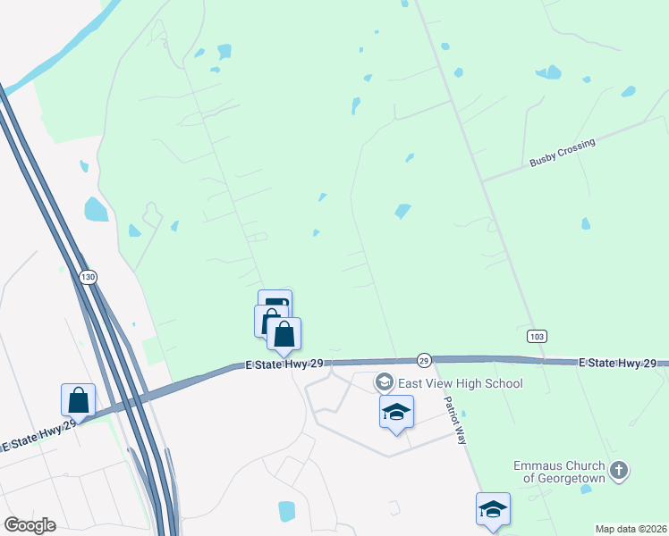 map of restaurants, bars, coffee shops, grocery stores, and more near 351 Windy Hill Road in Georgetown