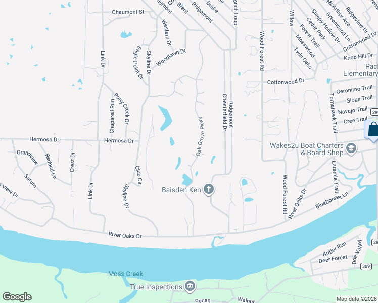 map of restaurants, bars, coffee shops, grocery stores, and more near 106 Bridalwood Court in Kingsland