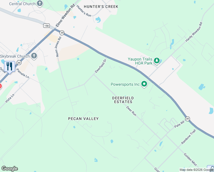 map of restaurants, bars, coffee shops, grocery stores, and more near 10520 Deer Run in College Station