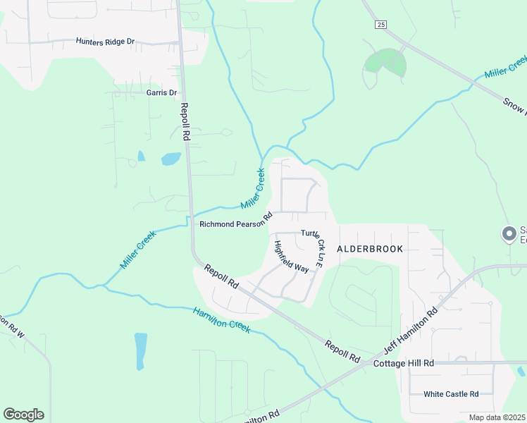 map of restaurants, bars, coffee shops, grocery stores, and more near 9970 Alderway Street in Mobile