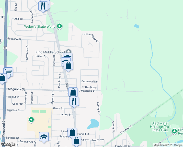 map of restaurants, bars, coffee shops, grocery stores, and more near 6758 Weathered Drive in Milton