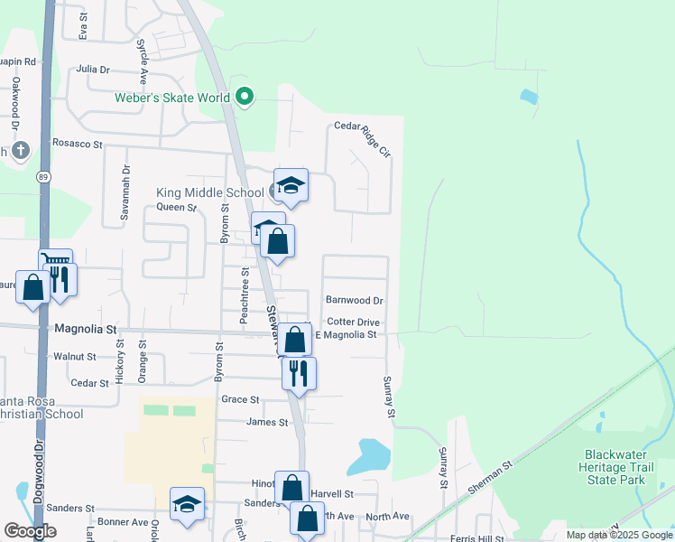 map of restaurants, bars, coffee shops, grocery stores, and more near 6728 Weathered Drive in Milton