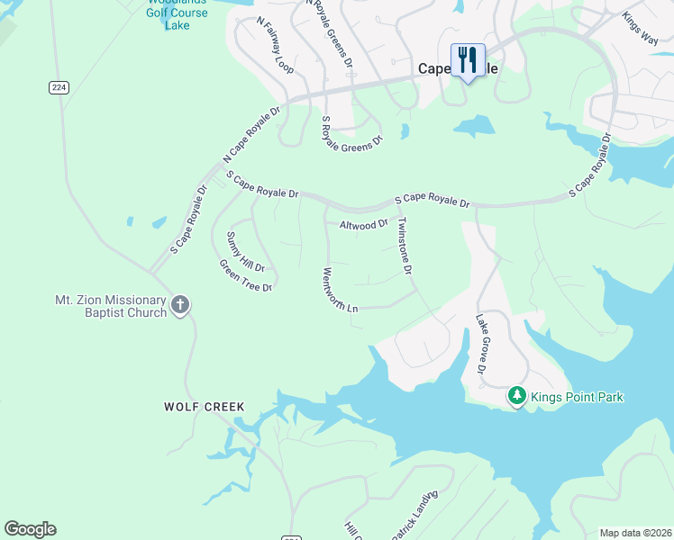 map of restaurants, bars, coffee shops, grocery stores, and more near 15 Victoria Court in Coldspring