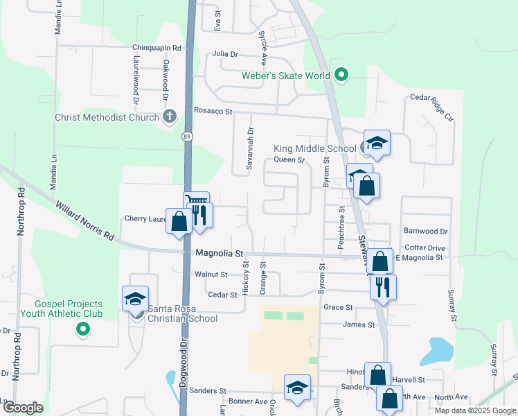 map of restaurants, bars, coffee shops, grocery stores, and more near 6481 Colonial Drive in Milton