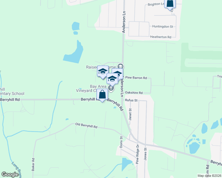 map of restaurants, bars, coffee shops, grocery stores, and more near 5330 Berryhill Road in Milton