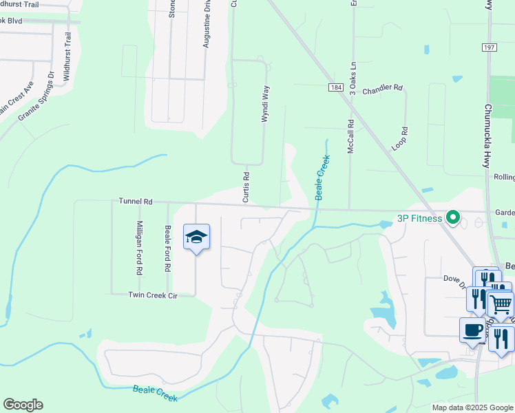 map of restaurants, bars, coffee shops, grocery stores, and more near 3003 Tunnel Road in Milton