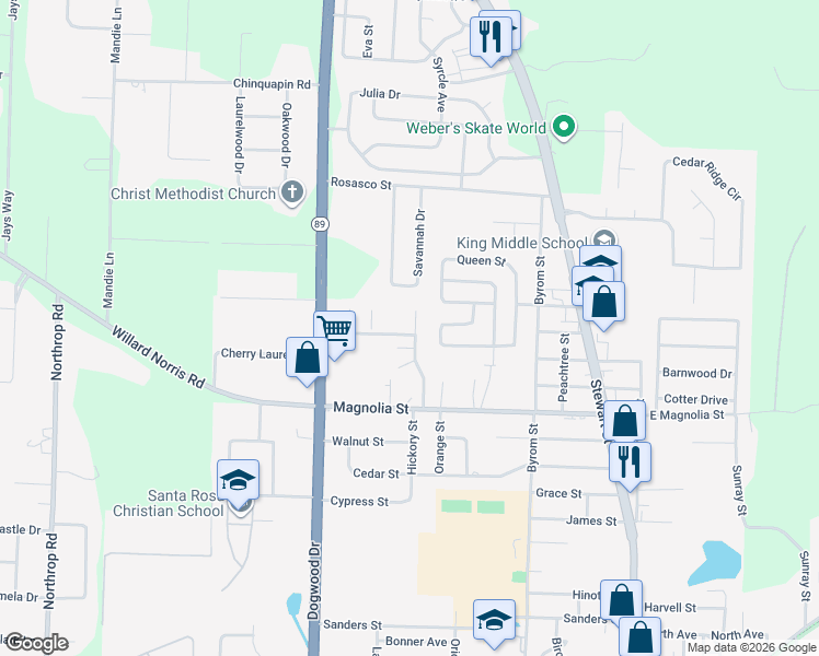 map of restaurants, bars, coffee shops, grocery stores, and more near 6466 Flora Court in Milton