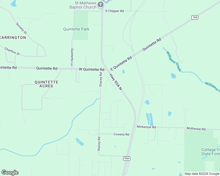 map of restaurants, bars, coffee shops, grocery stores, and more near 2270 Stacey Road in Cantonment