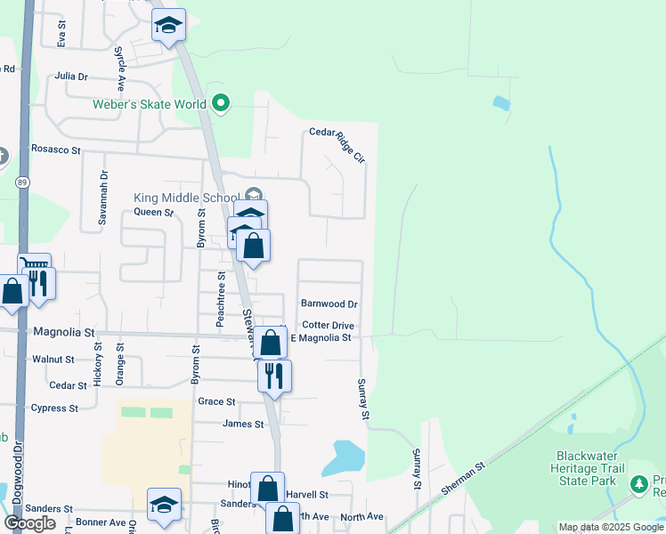 map of restaurants, bars, coffee shops, grocery stores, and more near 5948 Rustic Ridge Circle in Milton