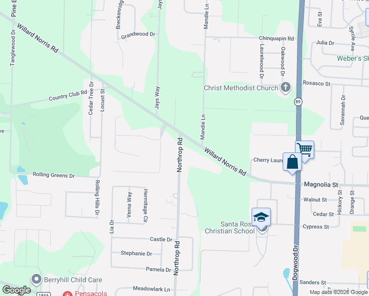 map of restaurants, bars, coffee shops, grocery stores, and more near 6137 Willard Norris Road in Milton
