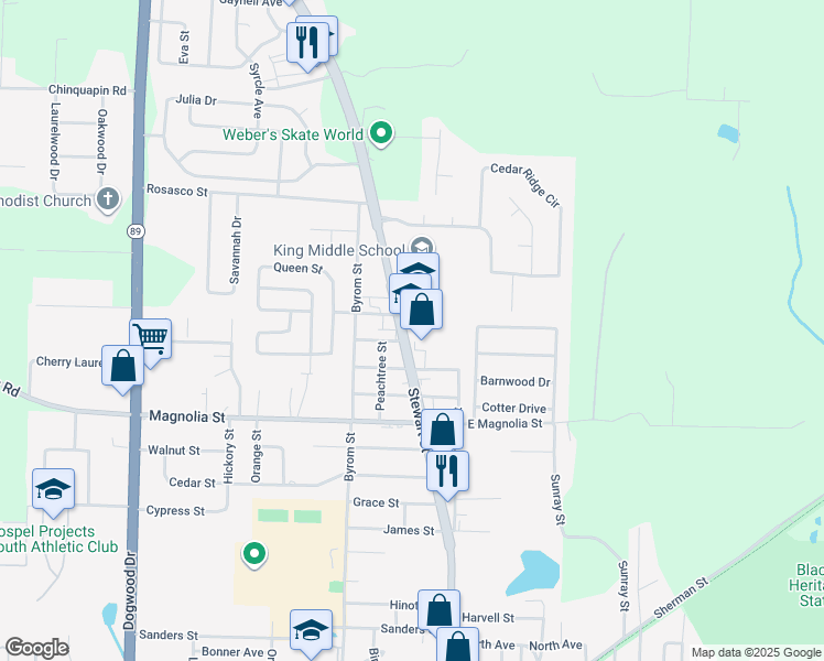 map of restaurants, bars, coffee shops, grocery stores, and more near 5880 Stewart Street in Milton