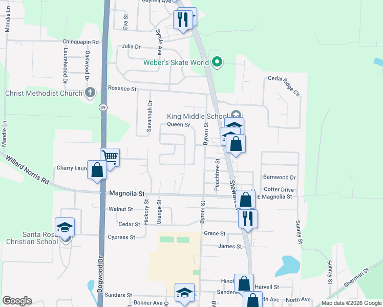 map of restaurants, bars, coffee shops, grocery stores, and more near 5879 Queen Street in Milton