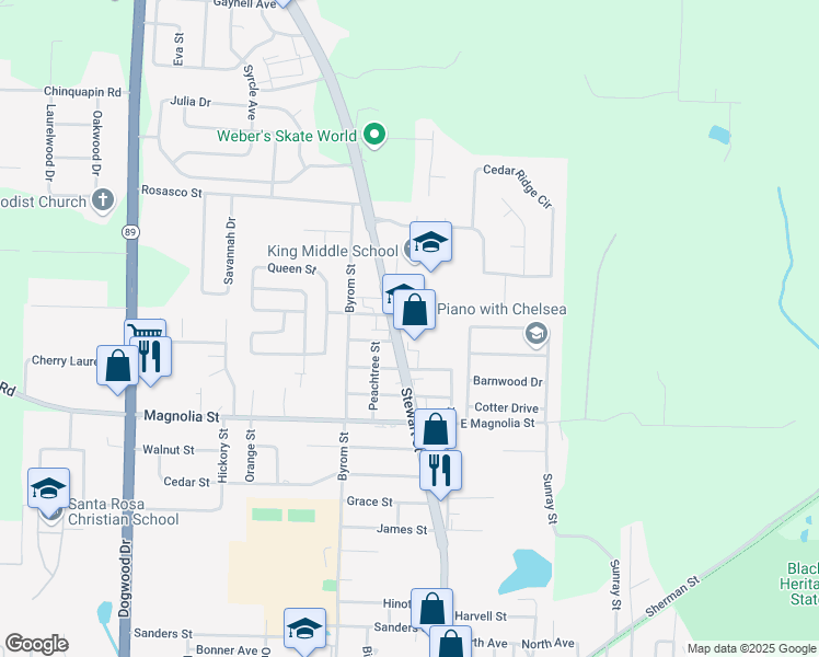 map of restaurants, bars, coffee shops, grocery stores, and more near 5880 Stewart Street in Milton