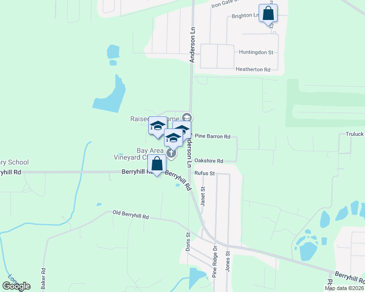 map of restaurants, bars, coffee shops, grocery stores, and more near 5330 Berryhill Road in Milton