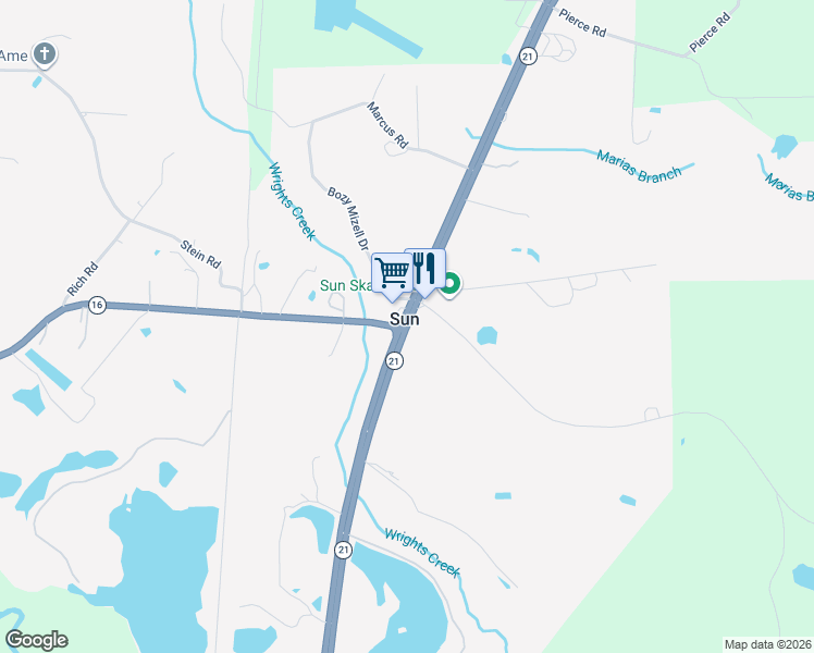 map of restaurants, bars, coffee shops, grocery stores, and more near in Sun