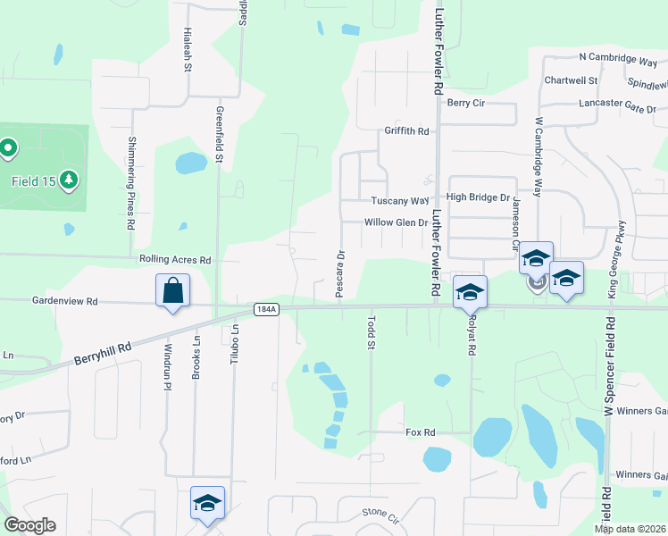 map of restaurants, bars, coffee shops, grocery stores, and more near 5760 Pescara Drive in Pace