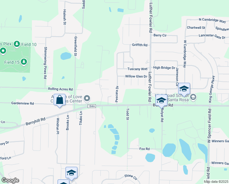 map of restaurants, bars, coffee shops, grocery stores, and more near 5441 Pescara Drive in Milton