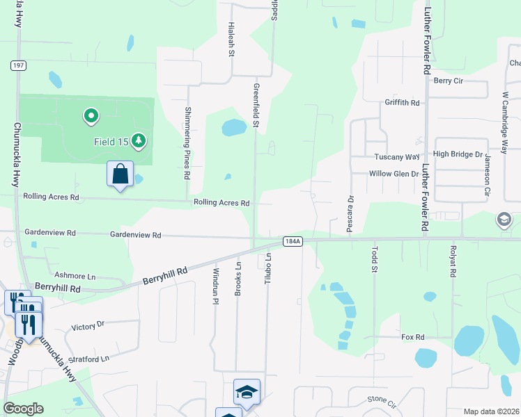 map of restaurants, bars, coffee shops, grocery stores, and more near 5840 Greenfield Street in Pace