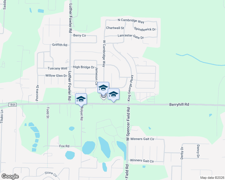 map of restaurants, bars, coffee shops, grocery stores, and more near 4153 West Cambridge Way in Pace