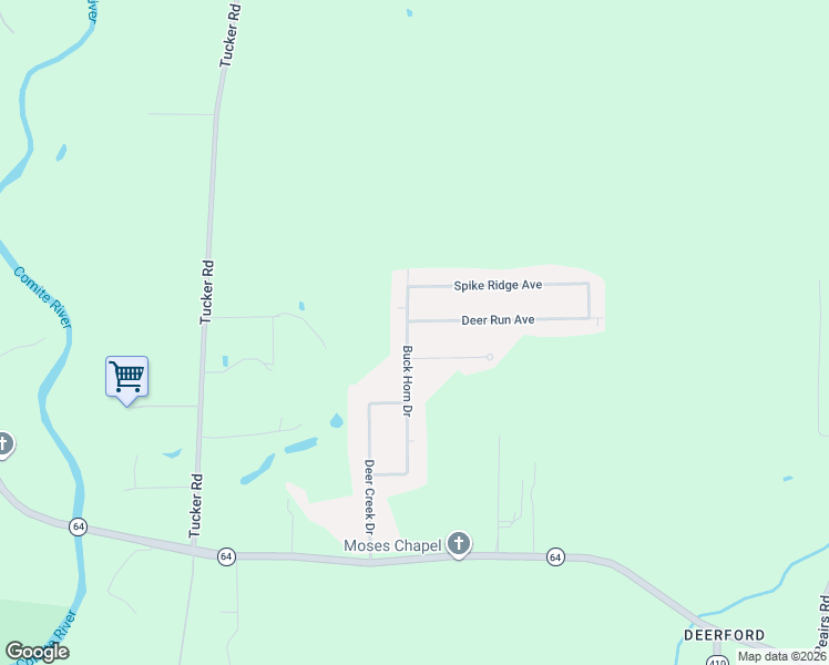 map of restaurants, bars, coffee shops, grocery stores, and more near 9410 Deer Run Avenue in Zachary