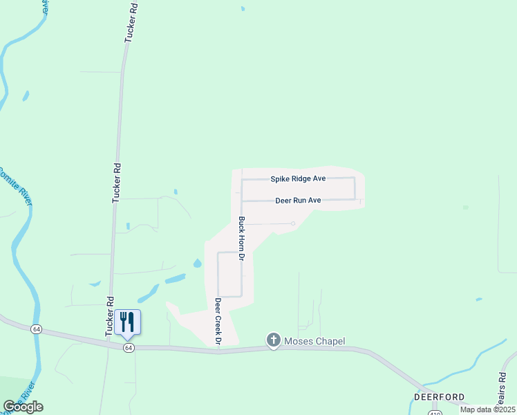 map of restaurants, bars, coffee shops, grocery stores, and more near 9420 Deer Run Avenue in Zachary