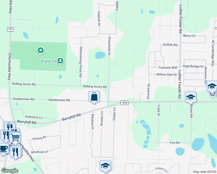 map of restaurants, bars, coffee shops, grocery stores, and more near 5840 Greenfield Street in Pace