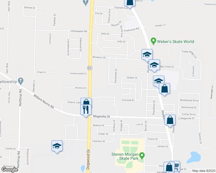 map of restaurants, bars, coffee shops, grocery stores, and more near 5988 Savannah Drive in Milton