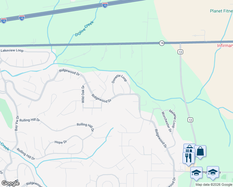 map of restaurants, bars, coffee shops, grocery stores, and more near 100 Donette Loop in Daphne