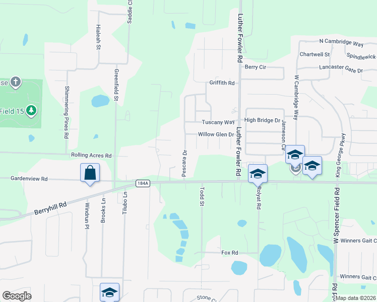 map of restaurants, bars, coffee shops, grocery stores, and more near 5760 Pescara Drive in Pace