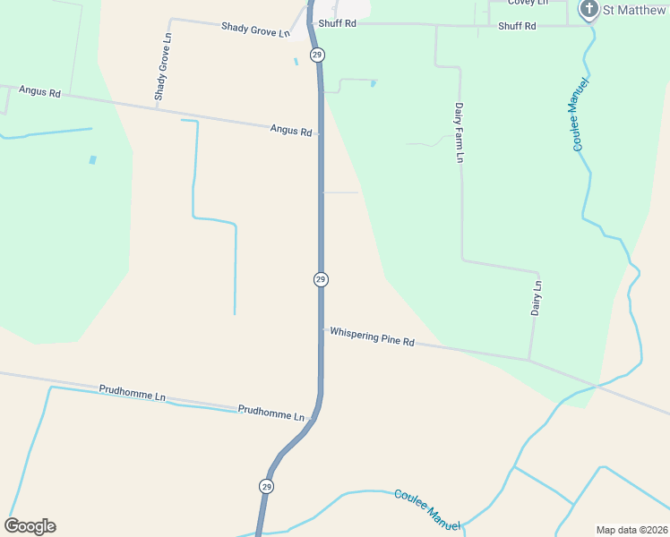 map of restaurants, bars, coffee shops, grocery stores, and more near 2307 South Chataignier Road in Ville Platte