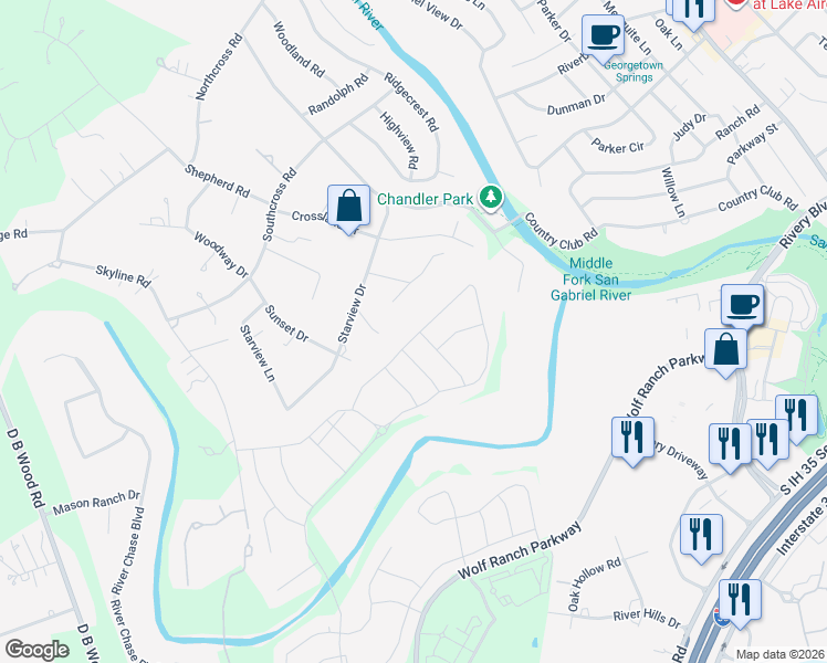 map of restaurants, bars, coffee shops, grocery stores, and more near 300 Fawn Lane in Georgetown
