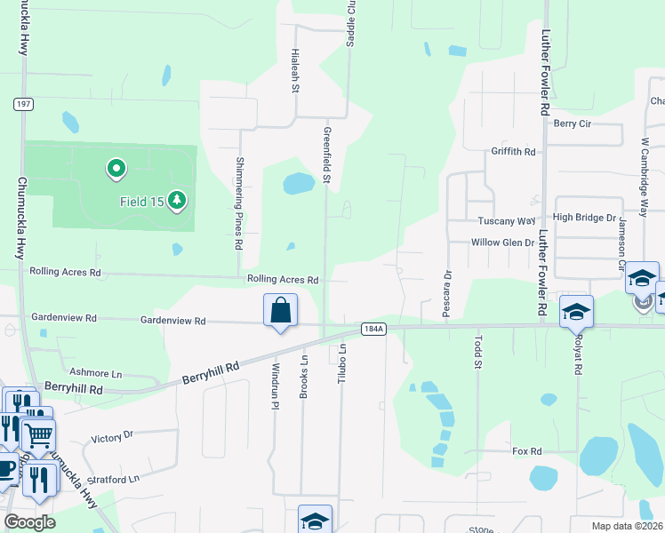map of restaurants, bars, coffee shops, grocery stores, and more near 5840 Greenfield Street in Pace