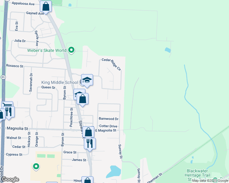 map of restaurants, bars, coffee shops, grocery stores, and more near 6771 Cedar Ridge Circle in Milton