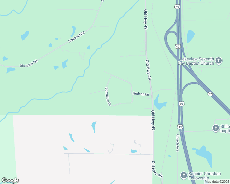 map of restaurants, bars, coffee shops, grocery stores, and more near 17650-17892 Bonvillain Drive in Saucier