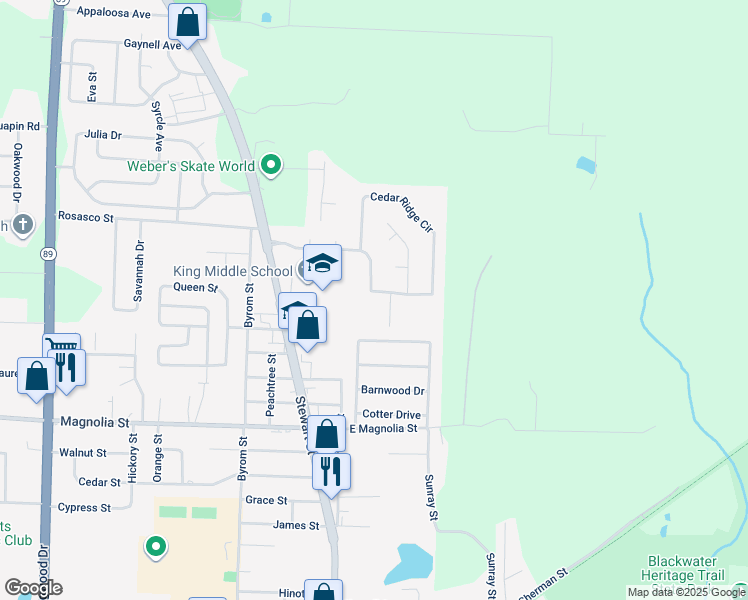 map of restaurants, bars, coffee shops, grocery stores, and more near 6747 Cedar Ridge Circle in Milton