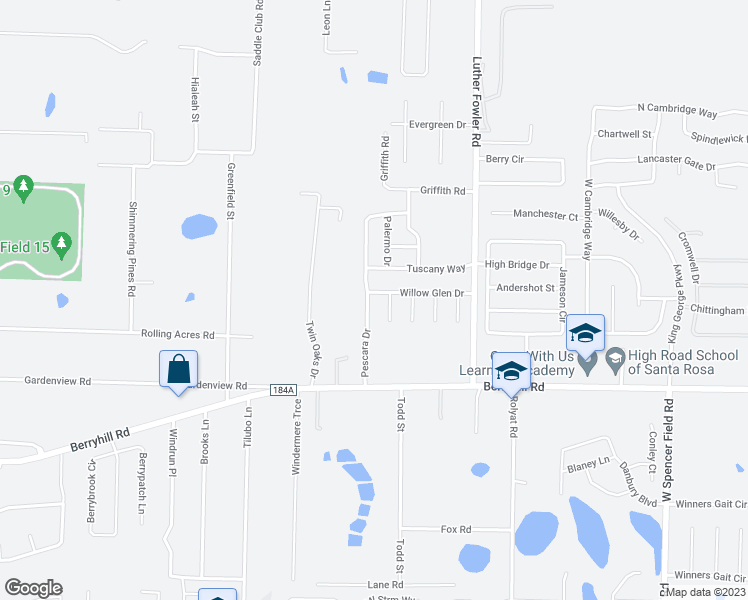 map of restaurants, bars, coffee shops, grocery stores, and more near 5800 Pescara Drive in Pace