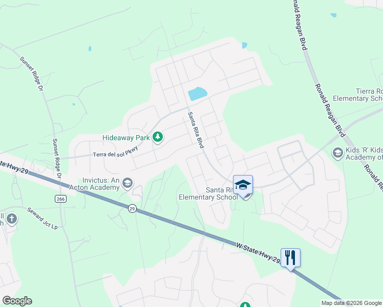 map of restaurants, bars, coffee shops, grocery stores, and more near 100 Clear Fork Loop in Liberty Hill