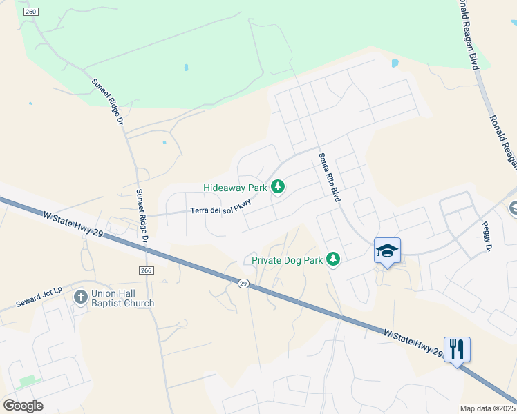 map of restaurants, bars, coffee shops, grocery stores, and more near 222 Cascata Way in Liberty Hill