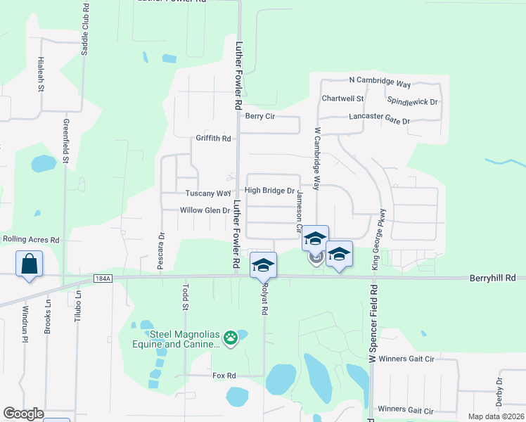 map of restaurants, bars, coffee shops, grocery stores, and more near 3937 Andershot Street in Milton