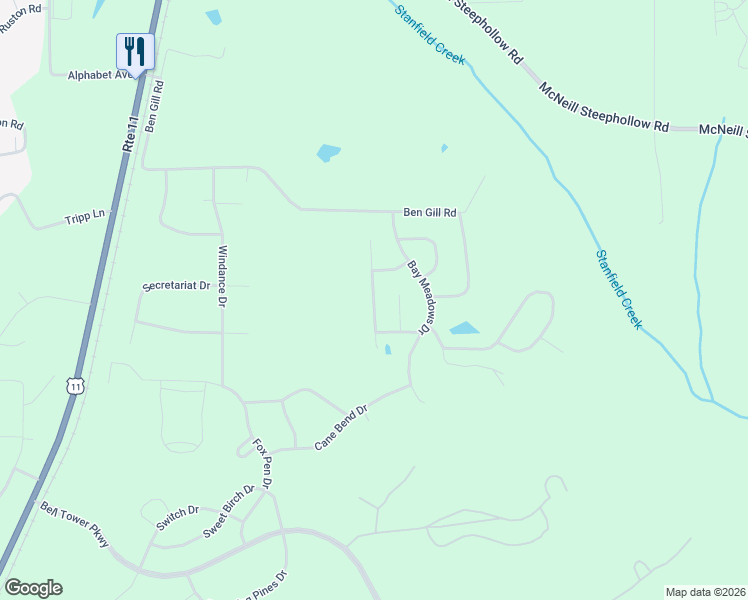 map of restaurants, bars, coffee shops, grocery stores, and more near Shade Tree Drive in Pearl River County