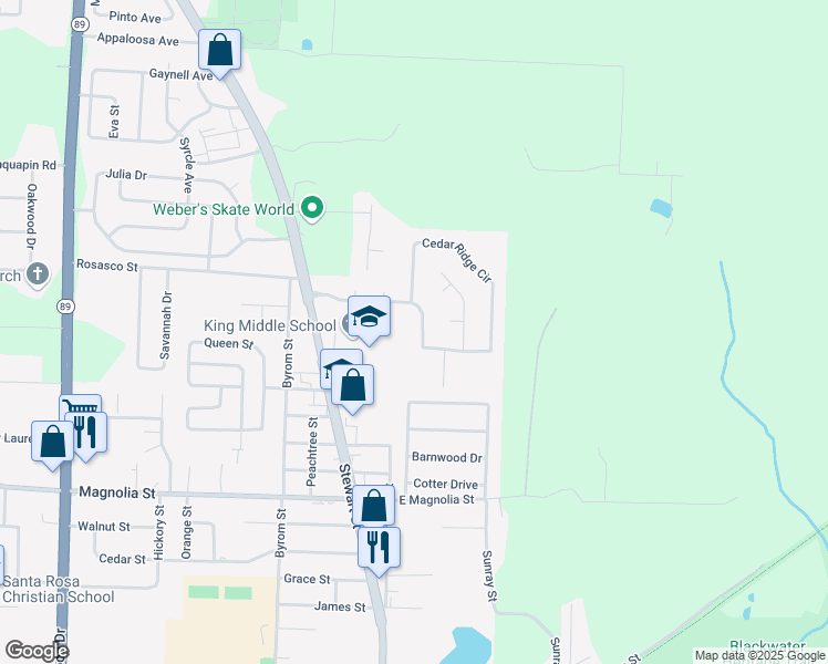 map of restaurants, bars, coffee shops, grocery stores, and more near 6727 Cedar Ridge Circle in Milton
