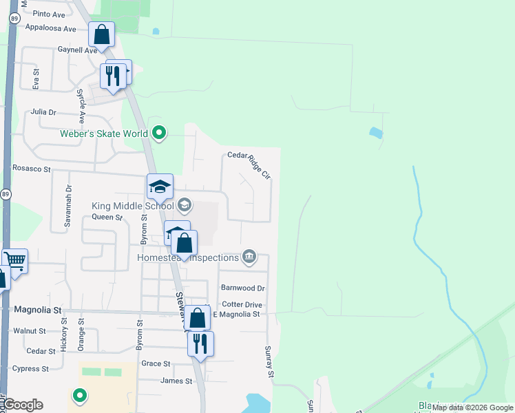 map of restaurants, bars, coffee shops, grocery stores, and more near 6804 Cedar Ridge Circle in Milton