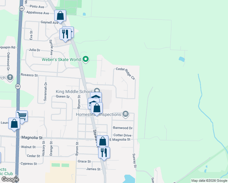 map of restaurants, bars, coffee shops, grocery stores, and more near 6727 Cedar Ridge Circle in Milton